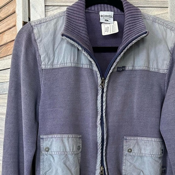 VINTAGE COLUMBIA Sporty Zip Knit Mockneck Sweater 100% Cotton in Purple Size-M/L - Picture 7 of 10